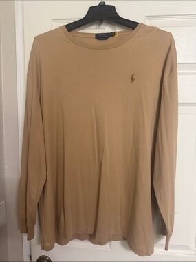 Polo by Ralph Lauren Men's Long-Sleeve Crewneck Shirt - Beige/Tan